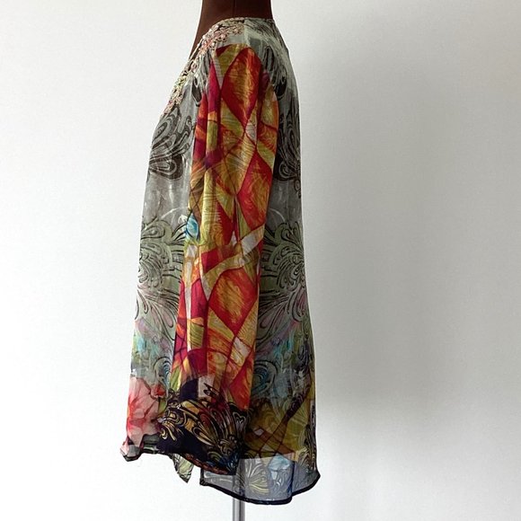 Beaded Floral Chiffon Tunic - Picture 3 of 5